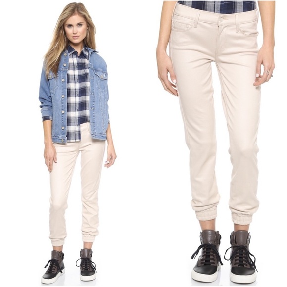 MOTHER Pants - Mother | The Trainer Jogger Pants Faux Suede Ivory sz 25
